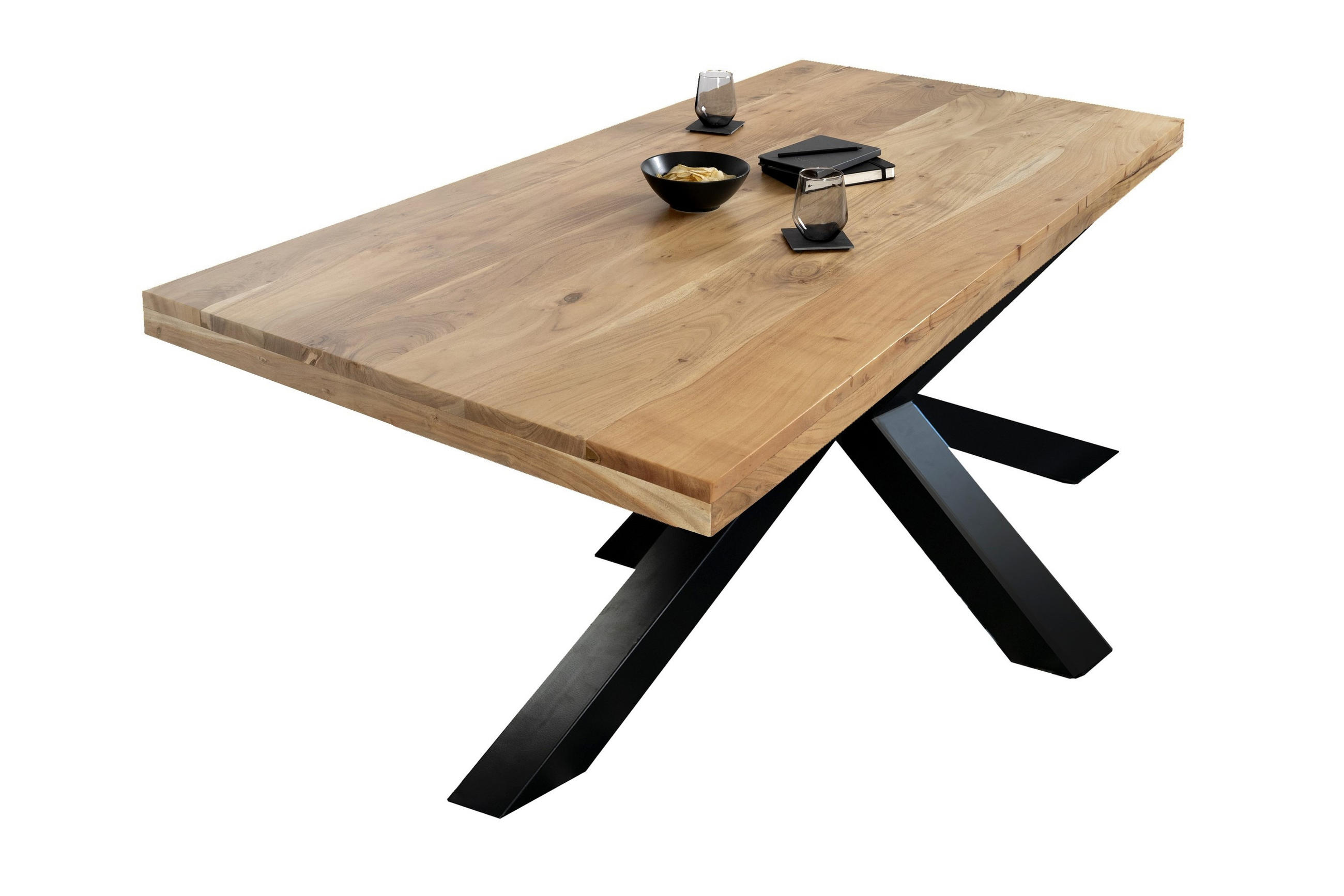 ESSTISCH RIO - Schwarz/Naturfarben, Holz/Metall (100/280/77cm) - SAM