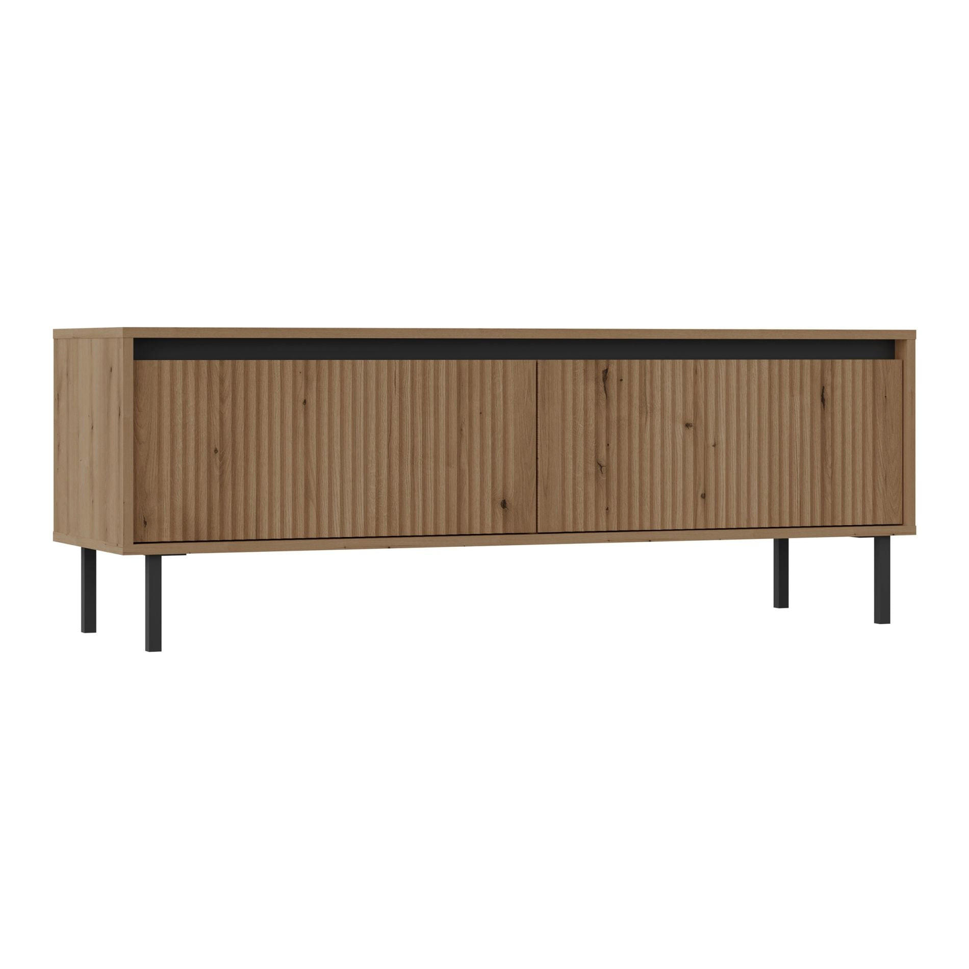 TV stolík Osaka drevodekor dub Evoke 140/50/40 cm - čierna/farba duba, kov/kompozitné drevo (140.2/50/40cm) - Selsey