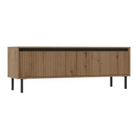 TV stolík Osaka drevodekor dub Evoke 140/50/40 cm - čierna/farba duba, kov/kompozitné drevo (140.2/50/40cm) - Selsey