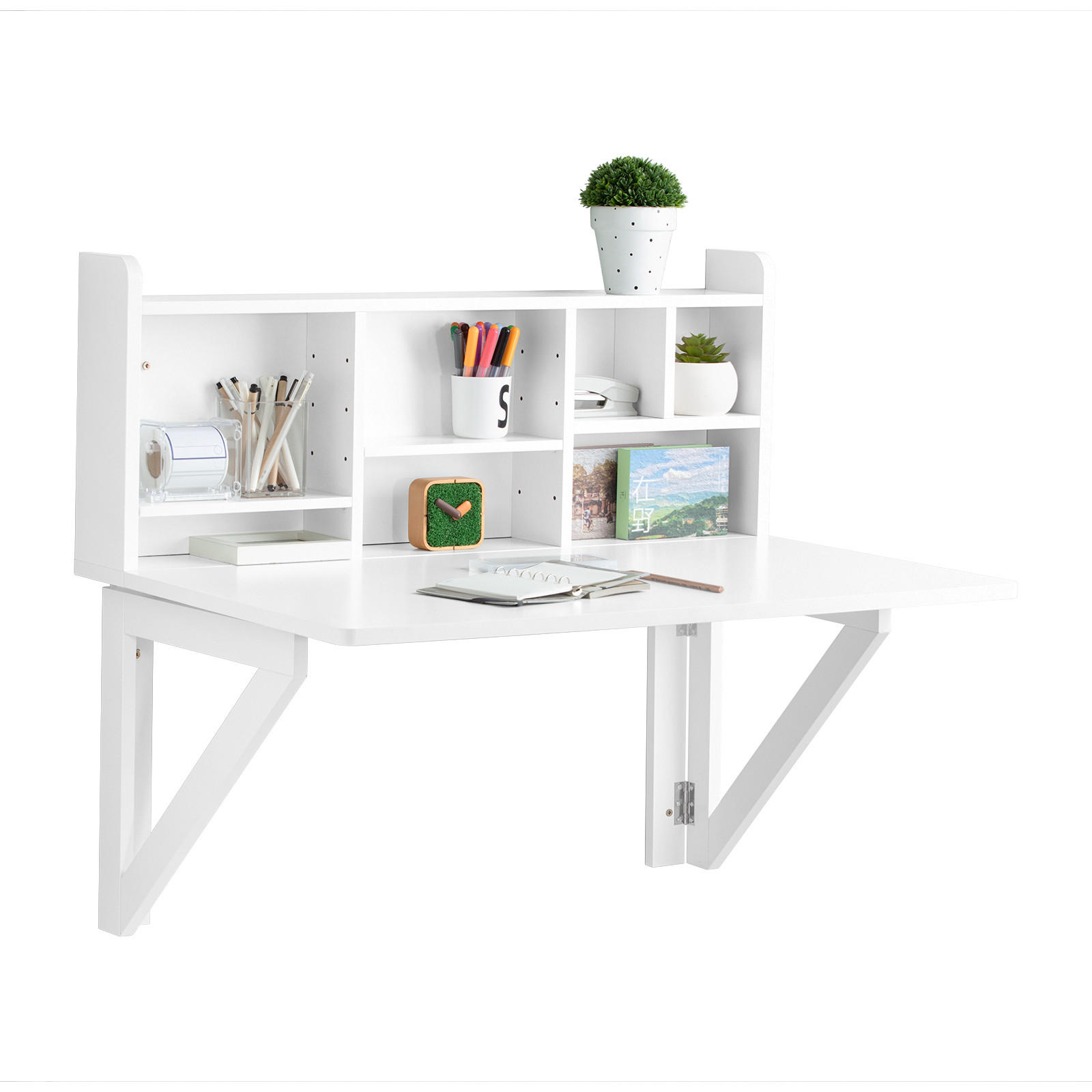 SoBuy POČÍTAČOVÝ STŮL se 3 policemi Bílá 90x60x78cm Minimalistický