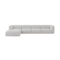 ECKSOFA Ottomane Links MIRA-L3 409x179x70 Grau Velours - Schwarz/Grau, Holzwerkstoff/Kunststoff (409/179cm) - ALTDECOR