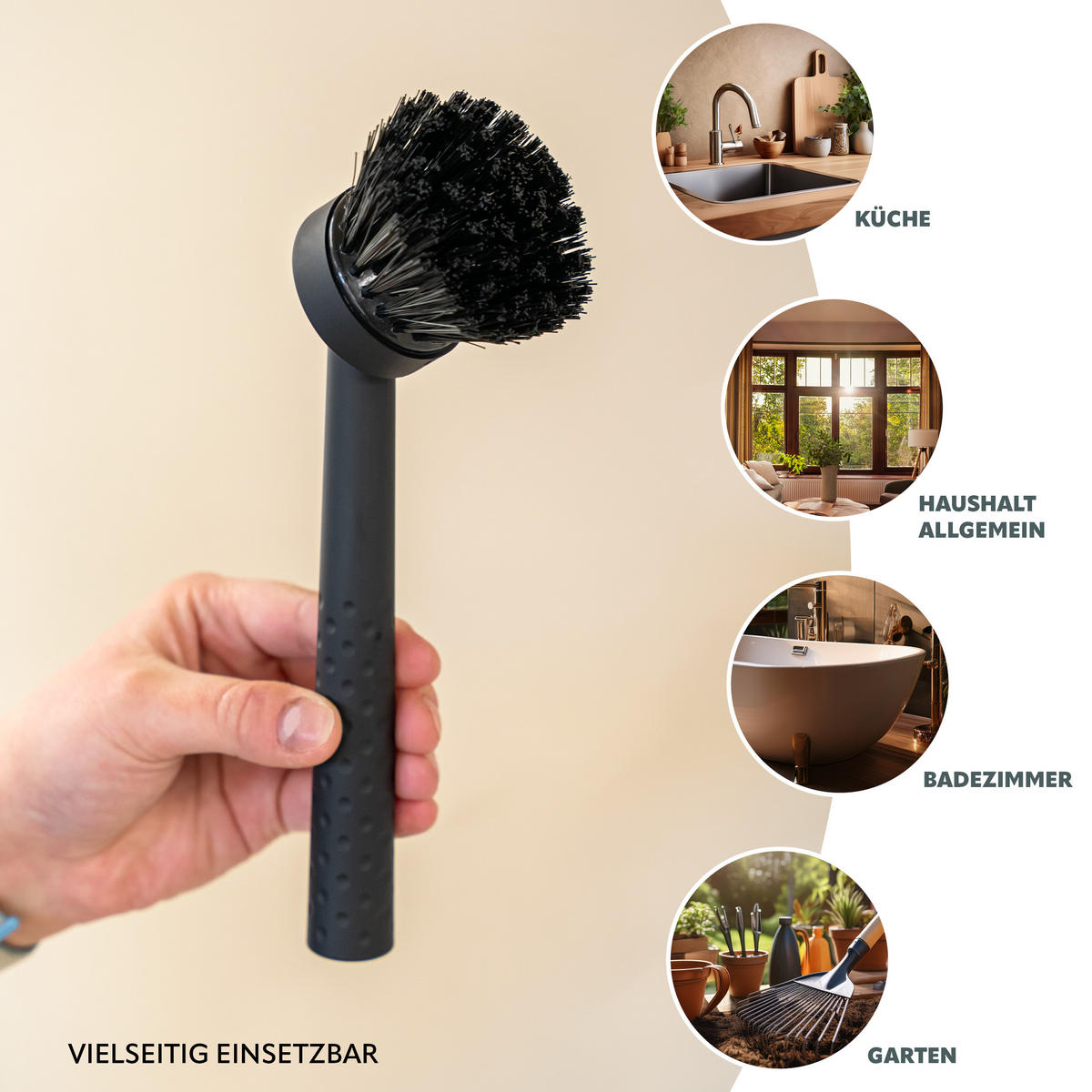ABWASCHHELFER-SET, schwarzgrau - Schwarz, Kunststoff (6.5/22/6.5cm) - eluno