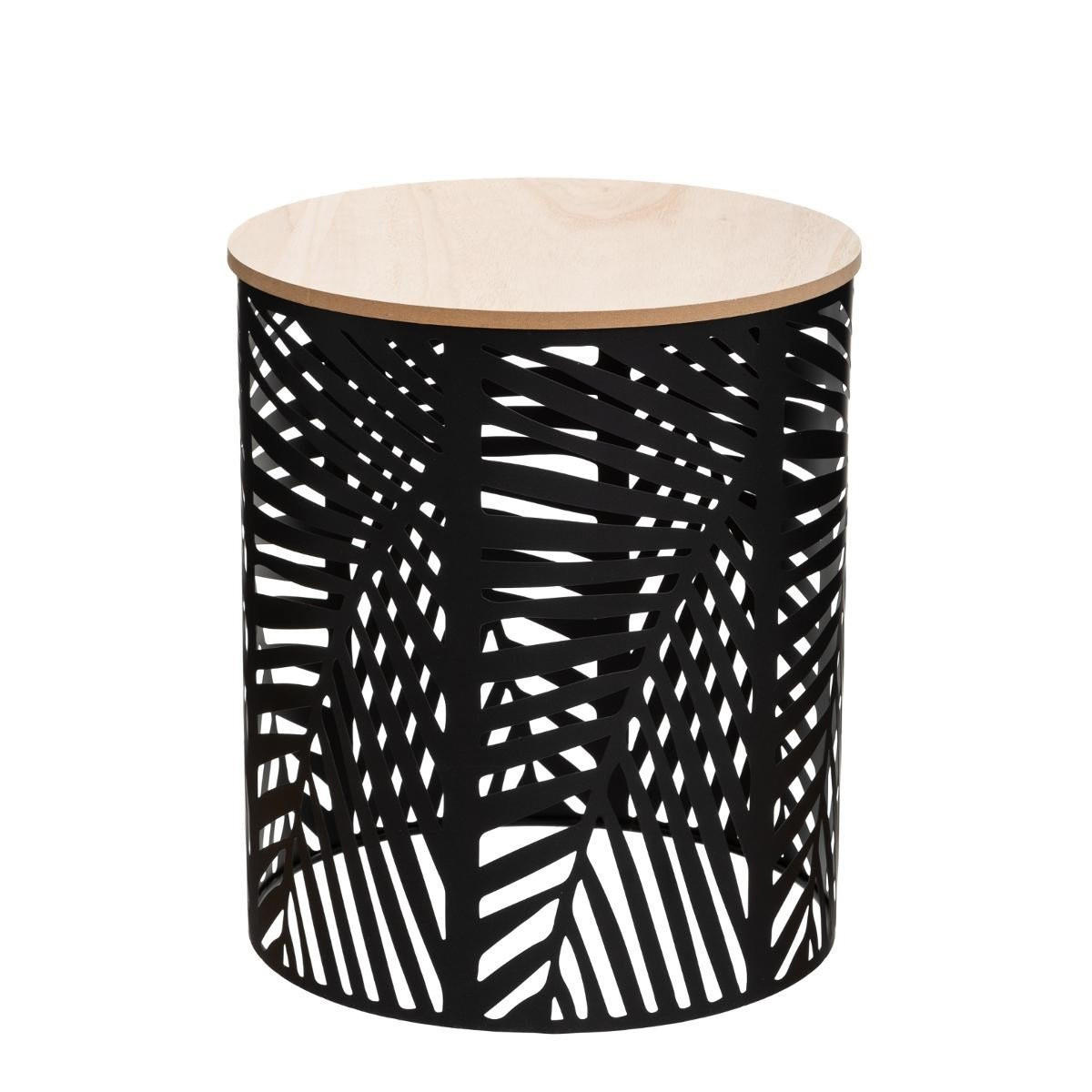 COUCHTISCHE-SET Blattmotiv Schwarz - Schwarz, Metall (39/39/45cm) - Atmosphera Createur d´interieur
