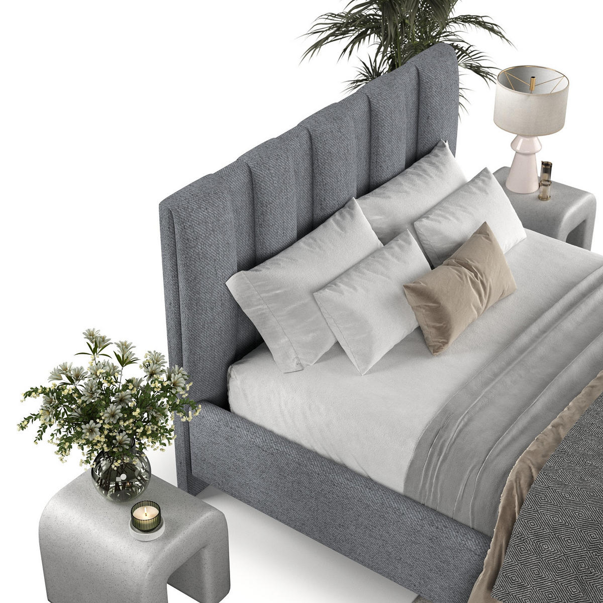 POLSTERBETT Loom 120/200 cm Grau im Neve Stoff - Naturfarben/Grau, Holz/Holzwerkstoff (120/200cm) - AltaBeds