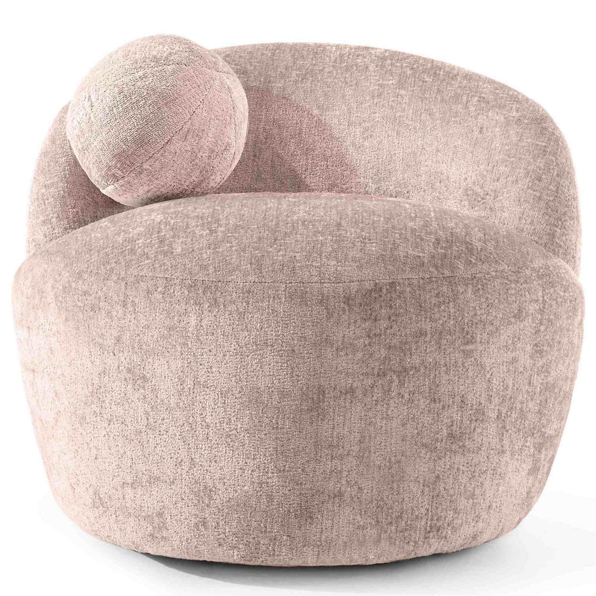 SESSEL NELUM Chenille-Stoff, rund, Pink - Pink/Schwarz, Holz/Holzwerkstoff (76/64/76cm) - KONSIMO®
