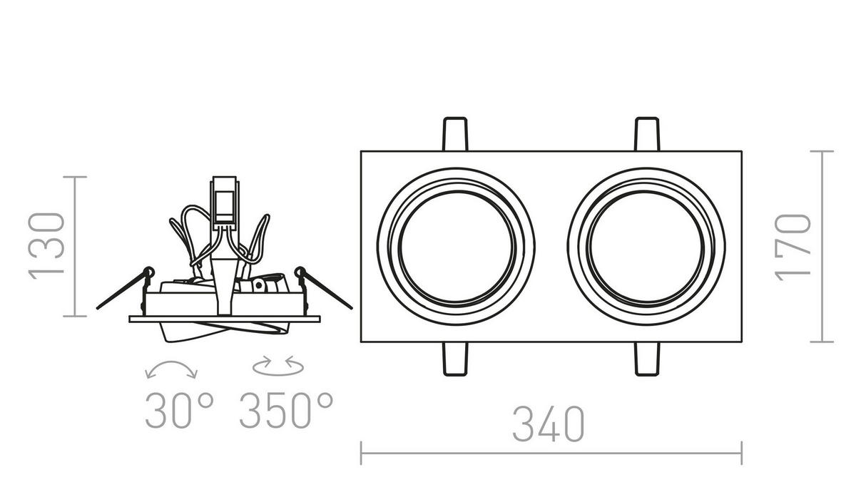 EINBAULEUCHTE PASADENA G53 SQ II Weiß 30 W - Weiß, Metall (9/9/12cm) - Rendl