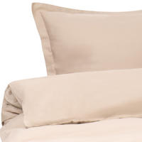 BETTWÄSCHE-SET 150/200 cm Baumwollsatin Beige Parkrose - Beige, Textil (150/200cm) - Beliani