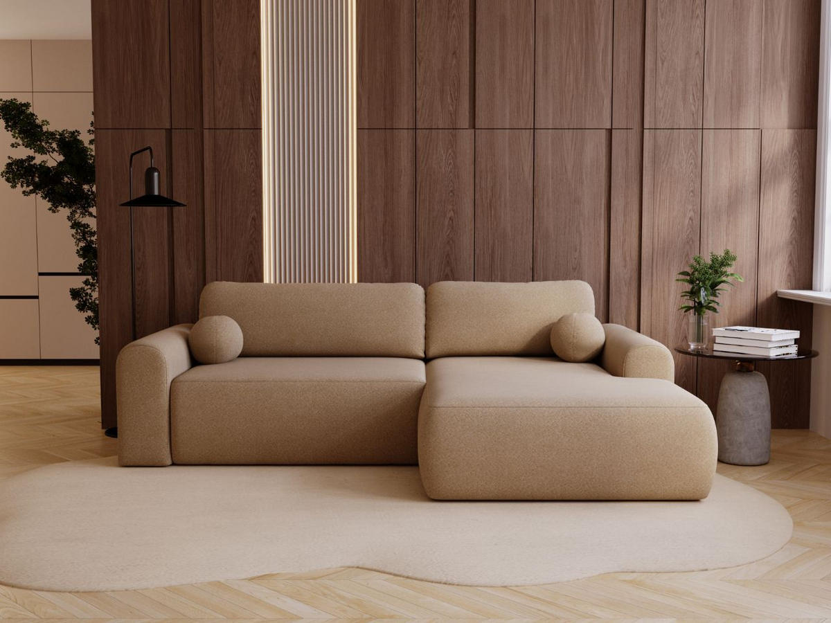 ECKSOFA Savana Hellbraun Rechts - Hellbraun, Holz/Textil (177/257cm) - Graingold