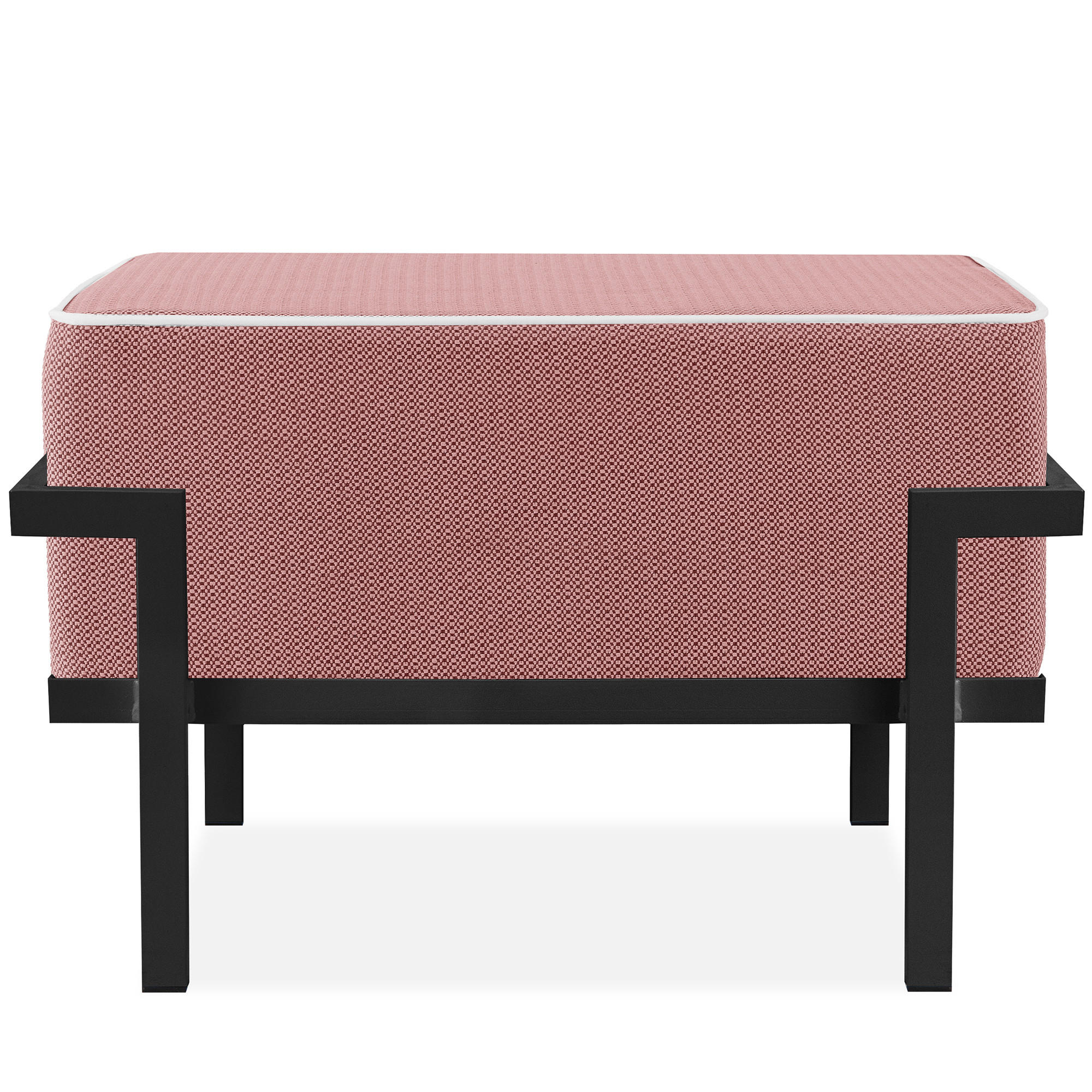 GARTENLOUNGE-HOCKER TRIGLO auf Metallfüßen, Modern, Dunkelgrau - Dunkelgrau/Rot, Textil/Metall (69/44/54cm) - KONSIMO®