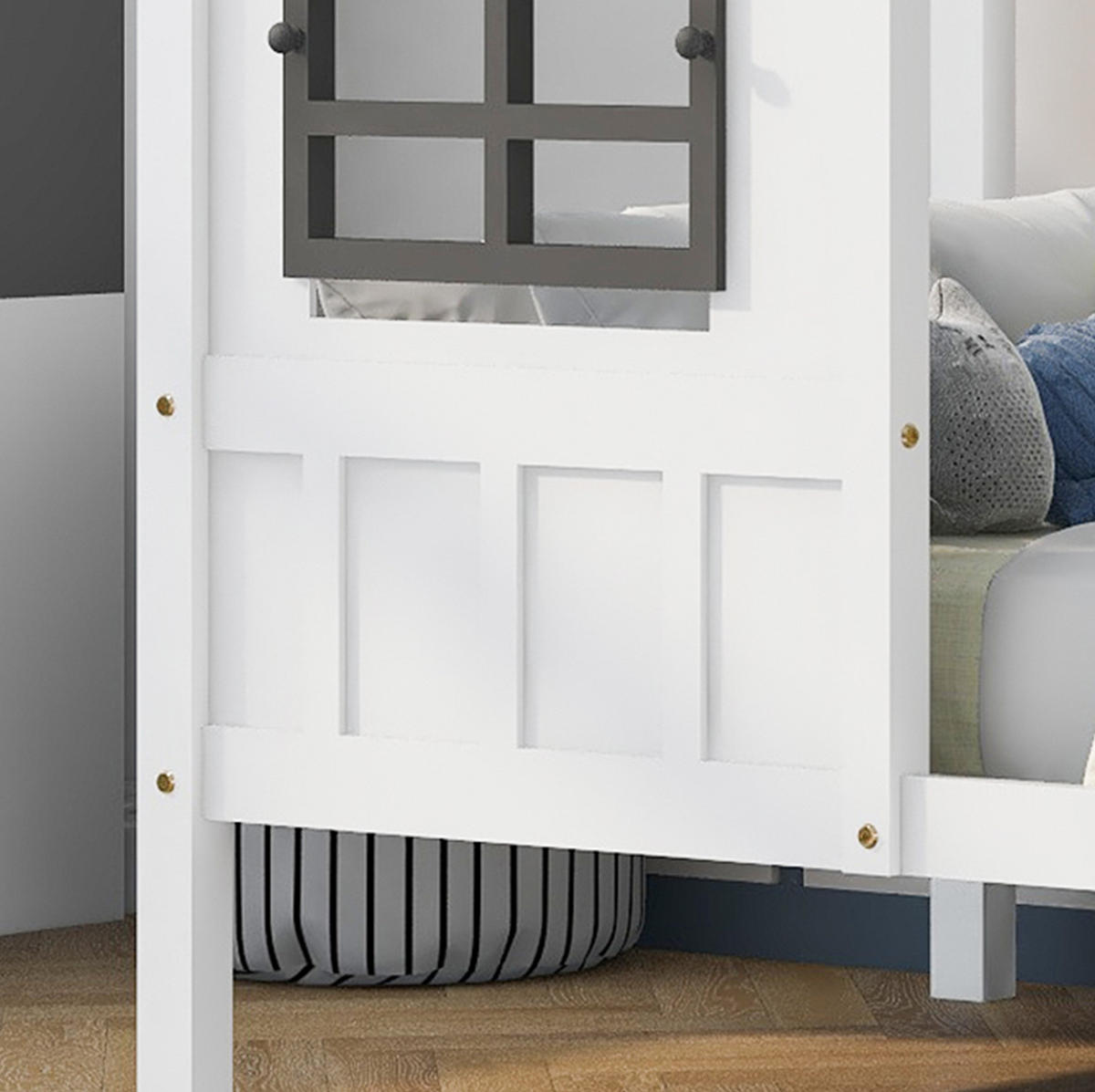 HAUSBETT 90/200 cm in Weiß – mit Dach und 2 Fenstern, Liegefläche 90/200 cm - Weiß, Holz (90/200cm) - BEAOK