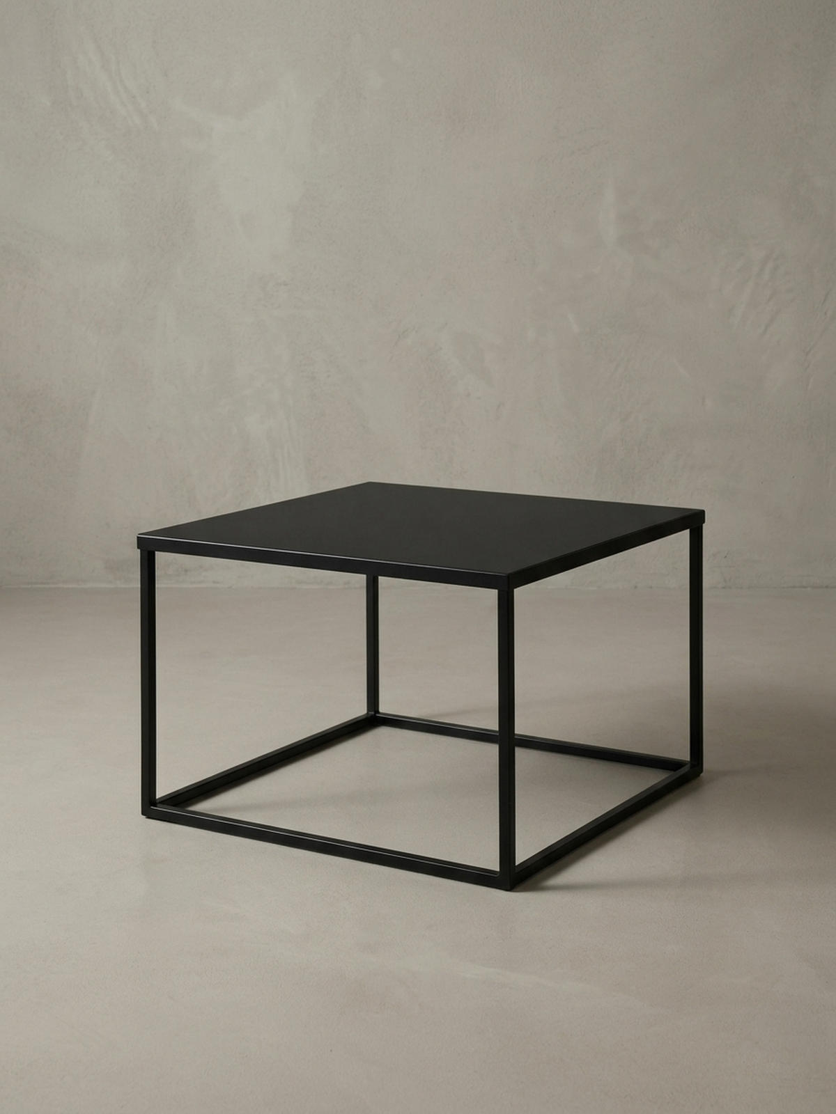 COUCHTISCH quadratisch mit Marmor-Optik, Metallgestell im Industrial-Stil, Schwarz 60x60x45 cm - Schwarz, Metall (60/60/45cm) - KADIMA DESIGN