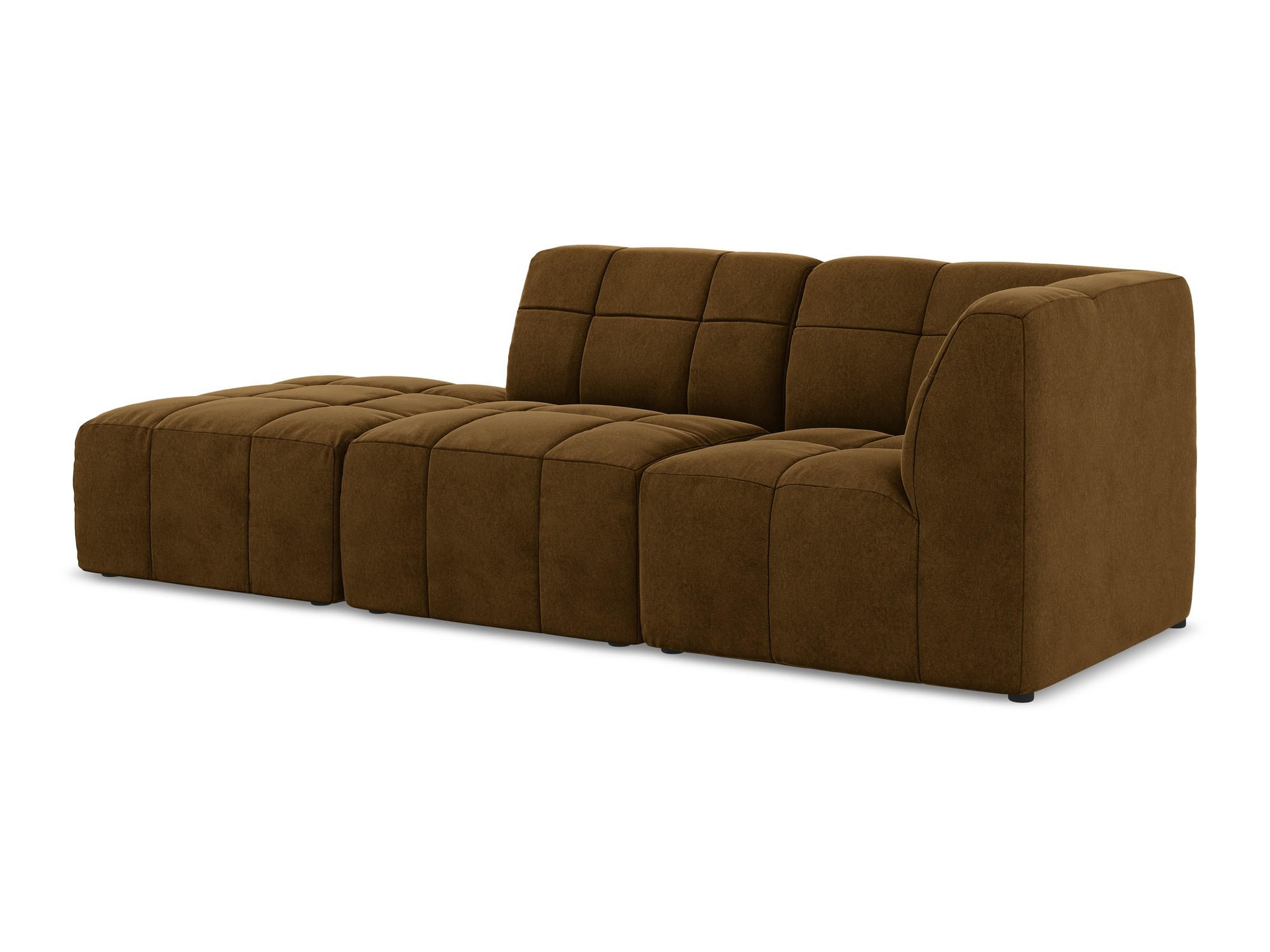 ECKSOFA Links Samt Stoff Gelb - Currygelb/Schwarz, Holzwerkstoff/Kunststoff (240/90cm) - Makamii