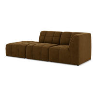 ECKSOFA Links Samt Stoff Gelb - Currygelb/Schwarz, Holzwerkstoff/Kunststoff (240/90cm) - Makamii