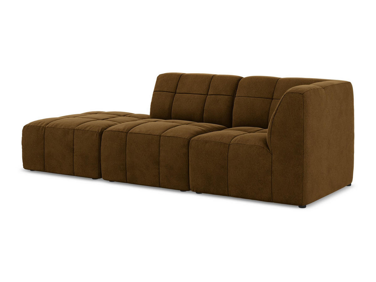 ECKSOFA Links Samt Stoff Gelb - Currygelb/Schwarz, Holzwerkstoff/Kunststoff (240/90cm) - Makamii