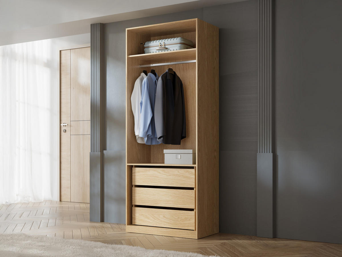 KLEIDERSCHRANK Soreno 90 2D - Eichefarben/Beige, Holzwerkstoff/Kunststoff (90/237/60cm) - MIRJAN24