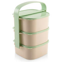 LUNCHBOX Dreistöckige aus Kunststoff 3 x 1,15 l - Grün, Kunststoff (15/24/15cm) - Orion 