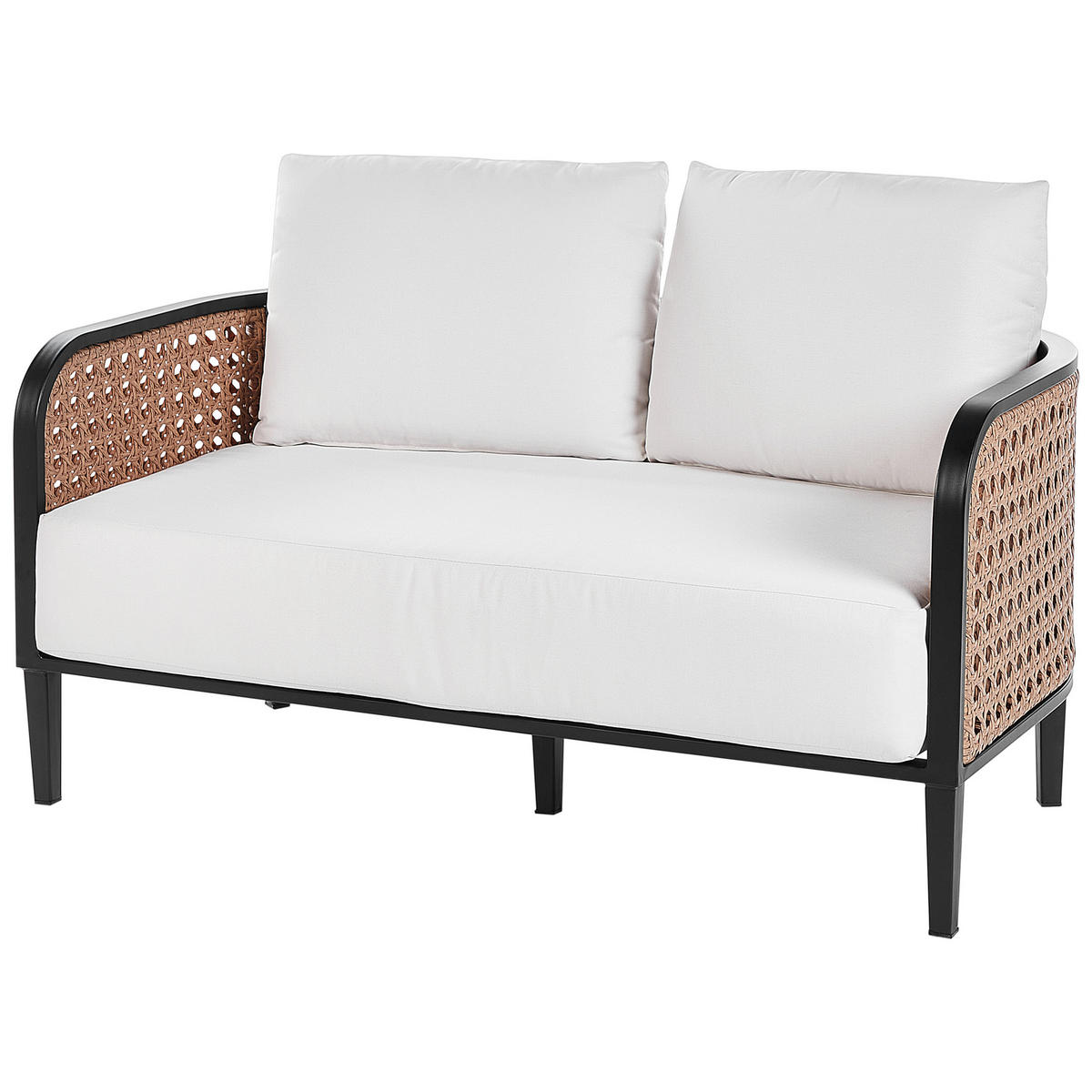 GARTENSOFA 2-Sitzer Aluminium weiß Montefalco - Creme, Metall (74/87/137cm) - Beliani