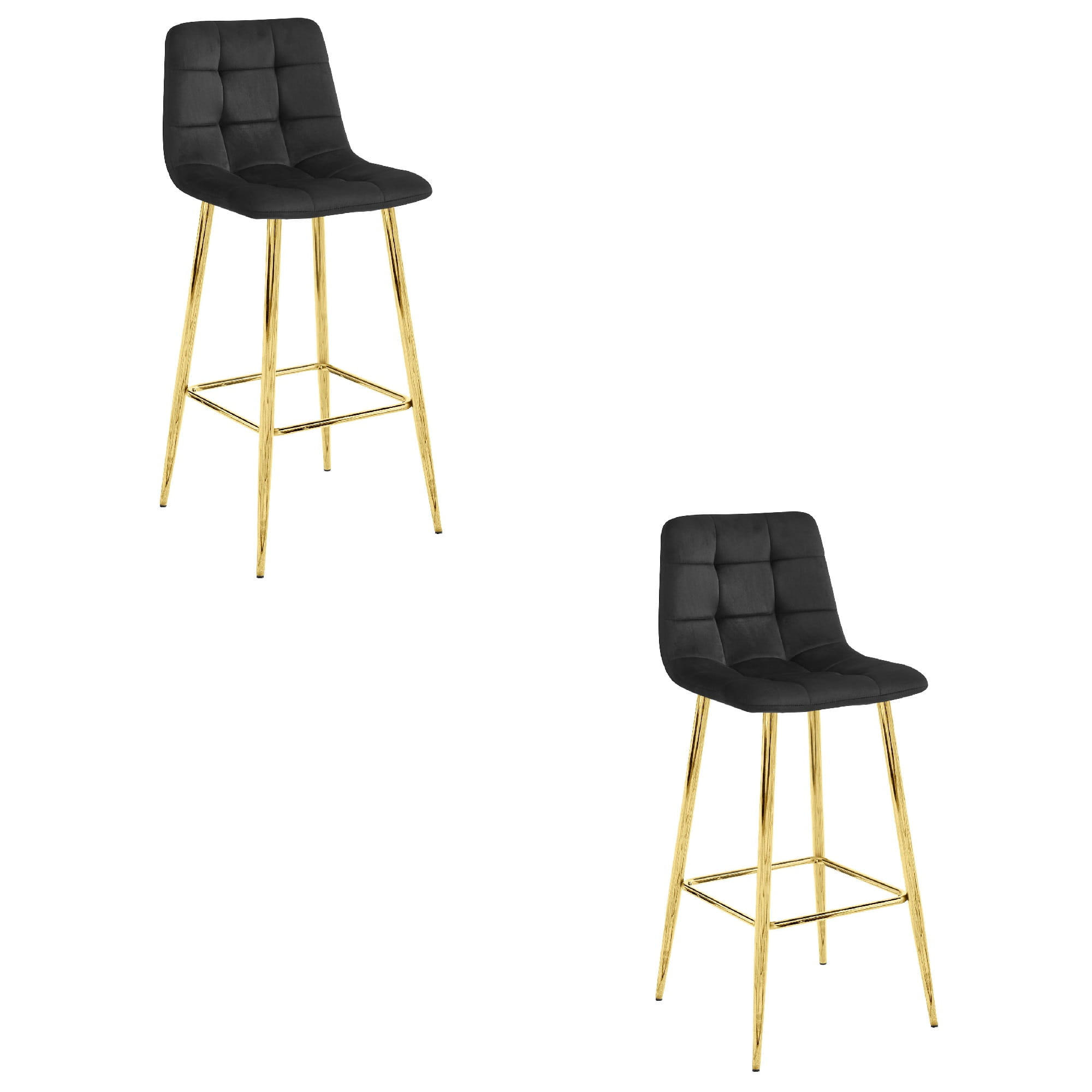 BARHOCKER 2-er Set TEOTO schwarzer Sitz, Goldbasis - Schwarz, Textil (43.5/104/32.5cm) - Valora