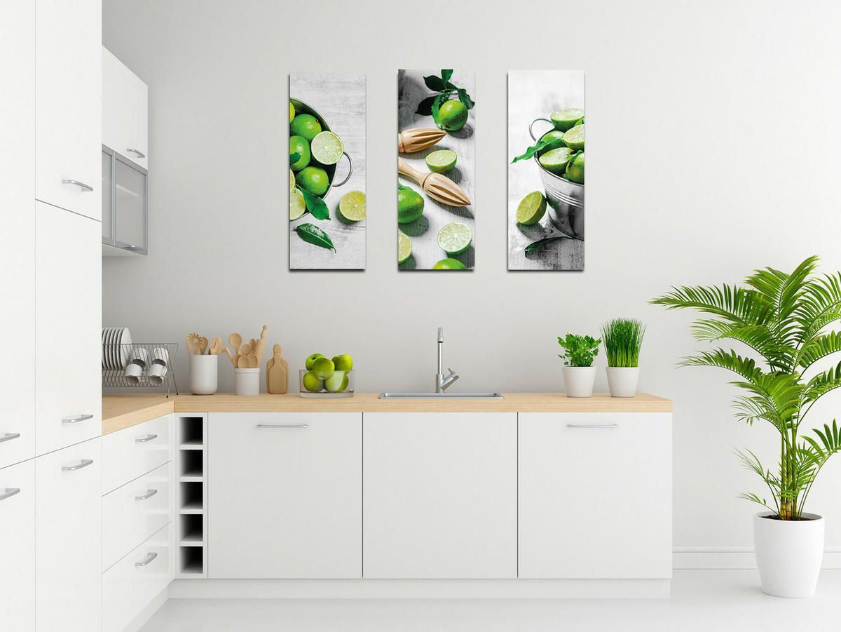 GLASBILD 30x80 cm Küche Limetten grün - Anthrazit, Glas (30/80cm) - artissimo