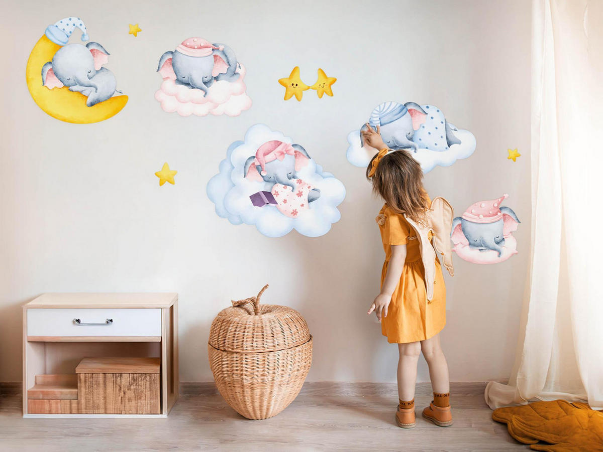 WANDAUFKLEBER 130x182cm - Pastellfarbener Nachthimmel - Multicolor, Kunststoff (130/182/0.1cm) - Wallfluent