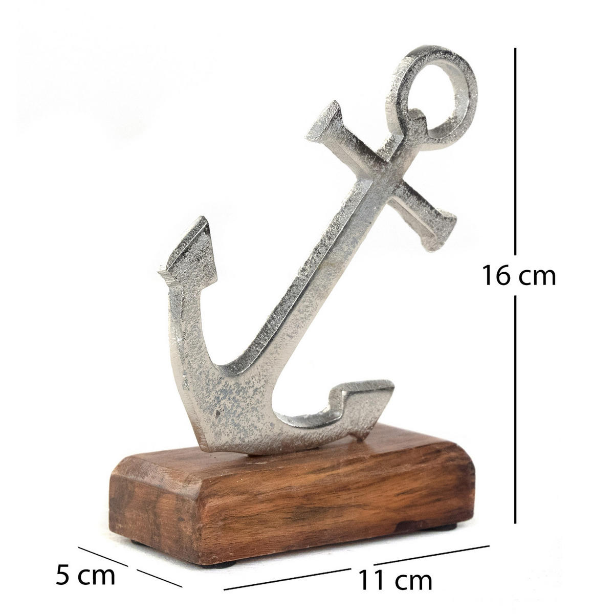AUFSTELLER Maritim Anker Metall, Mangoholz silber-braun - Naturfarben, Holz (11/16/5cm) - DESIGN DELIGHTS