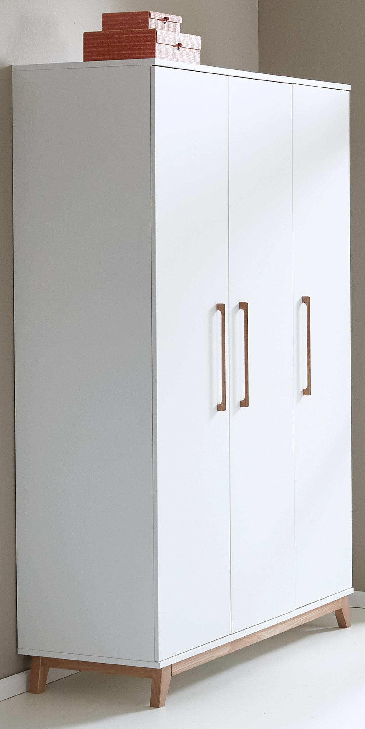 KLEIDERSCHRANK Lina 130/192/51 cm Kreideweiß Soft-Close - Walnussfarben/Weiß, Holz/Holzwerkstoff (130/192/51cm) - arthur berndt