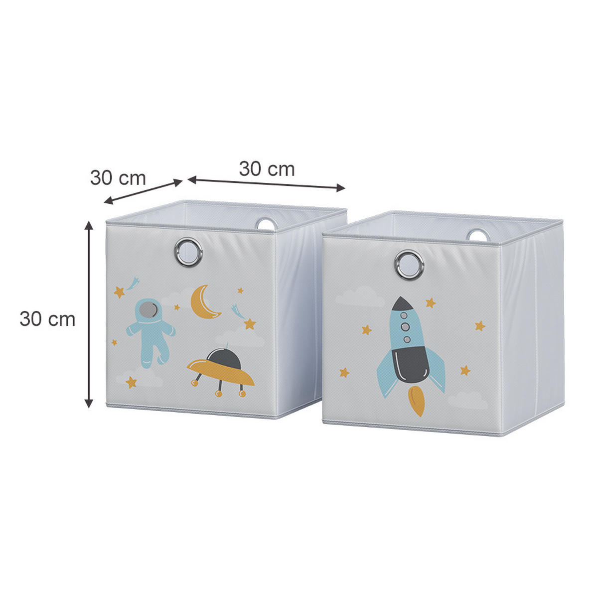 FALTBOX Grau (Weltall) 30 x 30 cm (Motiv Weltall) - Blau/Grau, Wellpappe (30/30cm) - Vicco