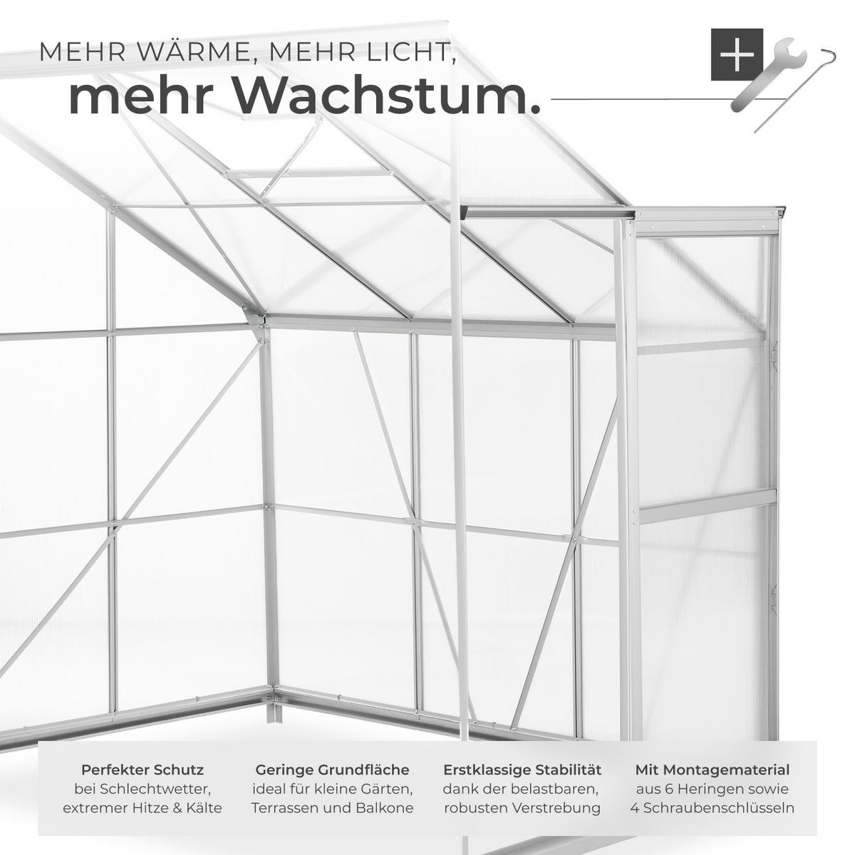 ANLEHNGEWÄCHSHAUS ,192 x 128 x 202 cm,transparent - Transparent, Metall (128/202/192cm) - tectake