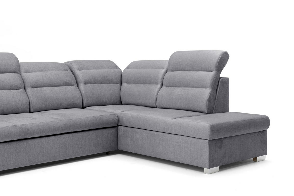 ECKSOFA U-Form CLOUD U Rechts mit Schlaffunktion 120x252 Velours Grau - Silberfarben/Grau, Holz/Kunststoff (202/103/320cm) - Muffo