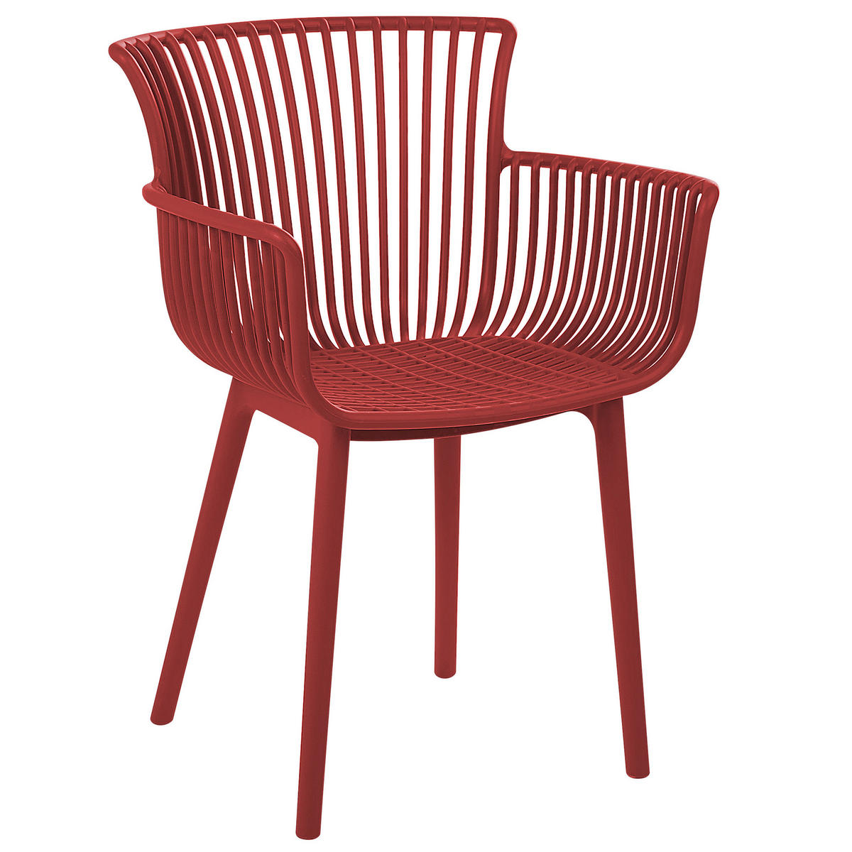 GARTENSTUHL 4er-Set Kunststoff rot Pesaro - Rot, Kunststoff (58/84/45cm) - Beliani