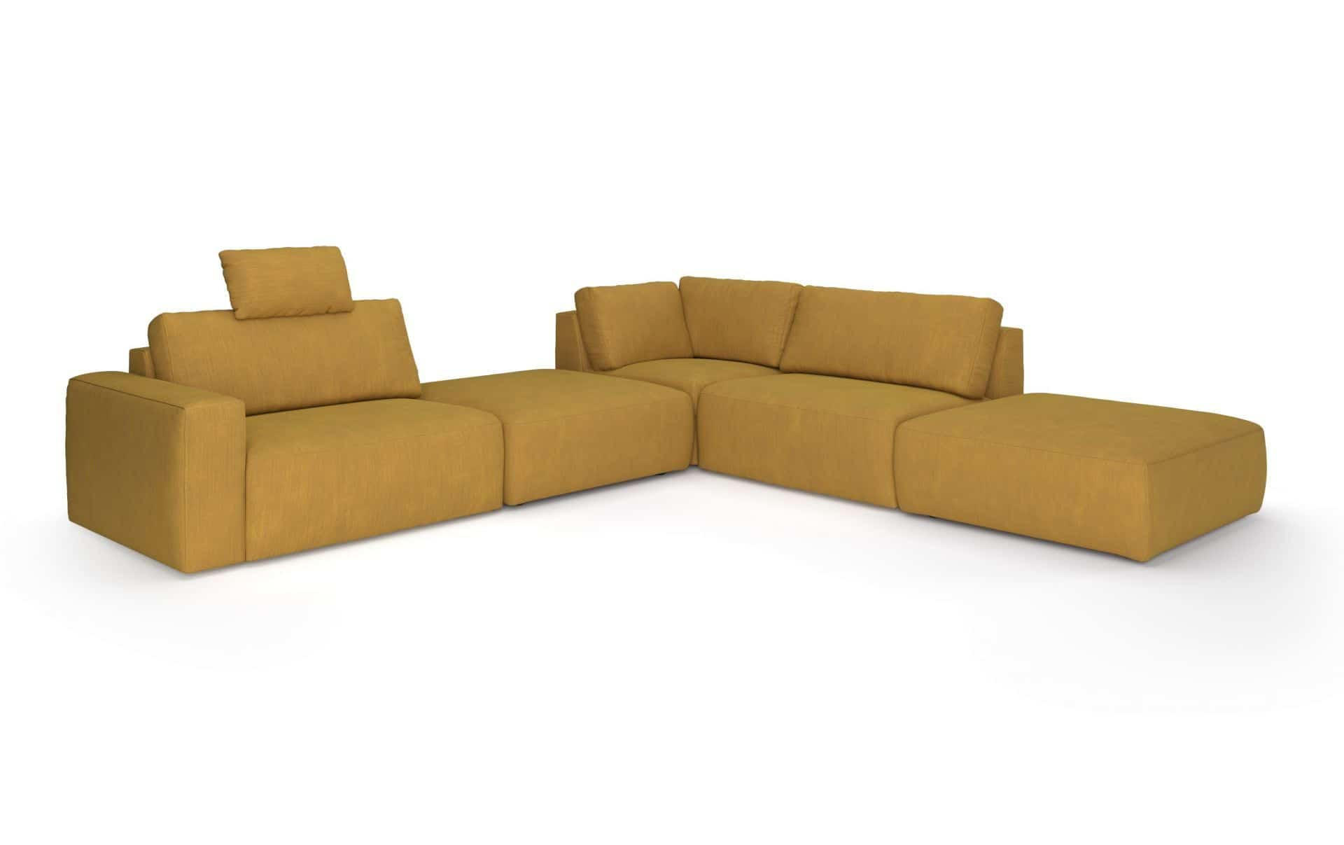 ECKSOFA hochwertige und außergewöhnliche Handwerkskunst - Gelb/Schwarz, Holz/Kunststoff (373/345cm) - Cotta