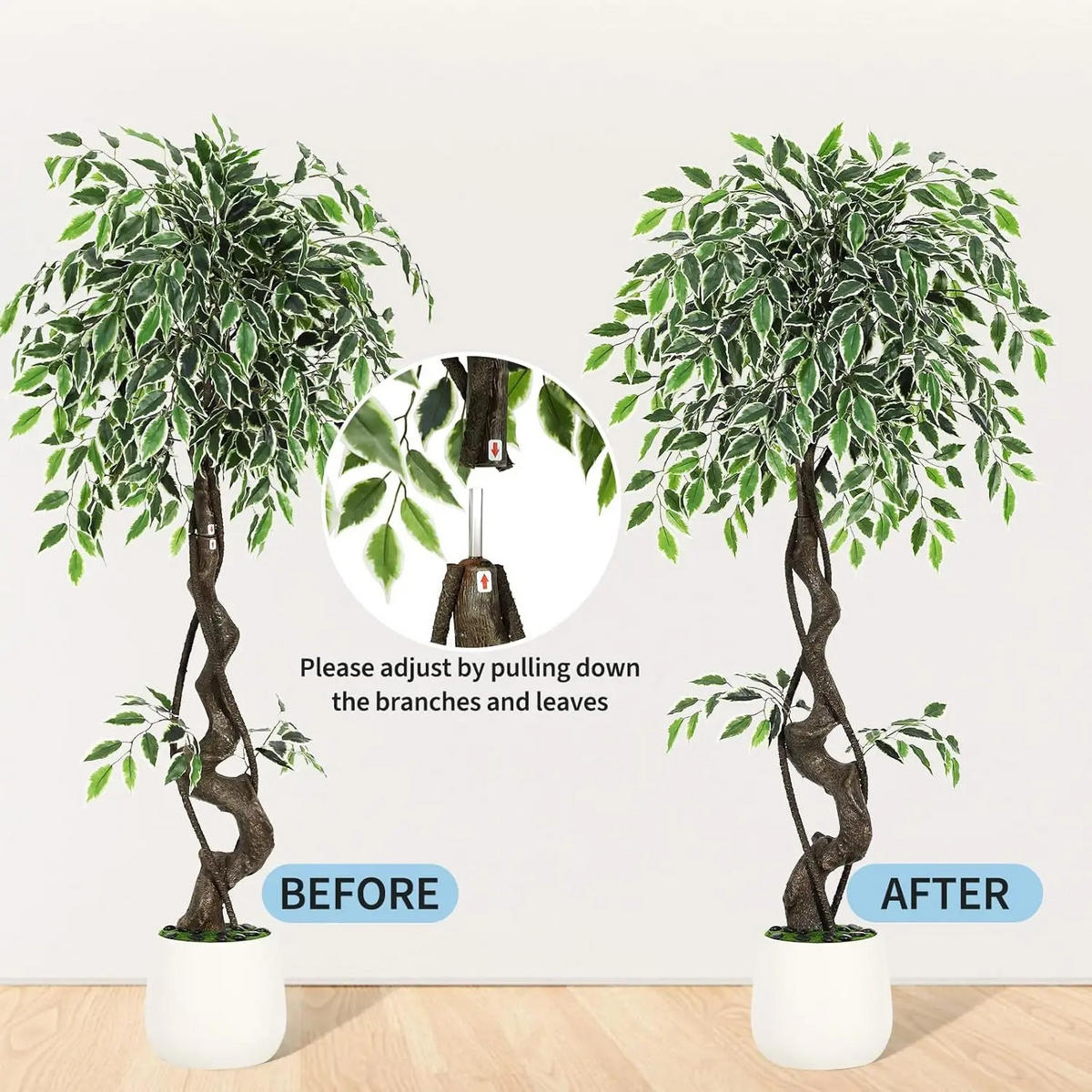 KUNSTPFLANZE Ficus Style 120cm Grün mit weißem Topf - Grün, Kunststoff (120cm) - Coonoor