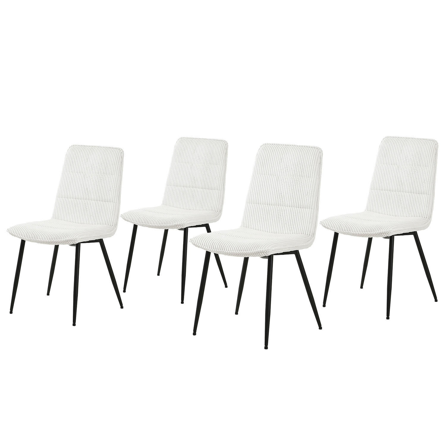 POLSTERSTUHL - 4er-Set - Cord / Eisen - Creme/Schwarz, Textil/Metall (47/91/60cm) - home24