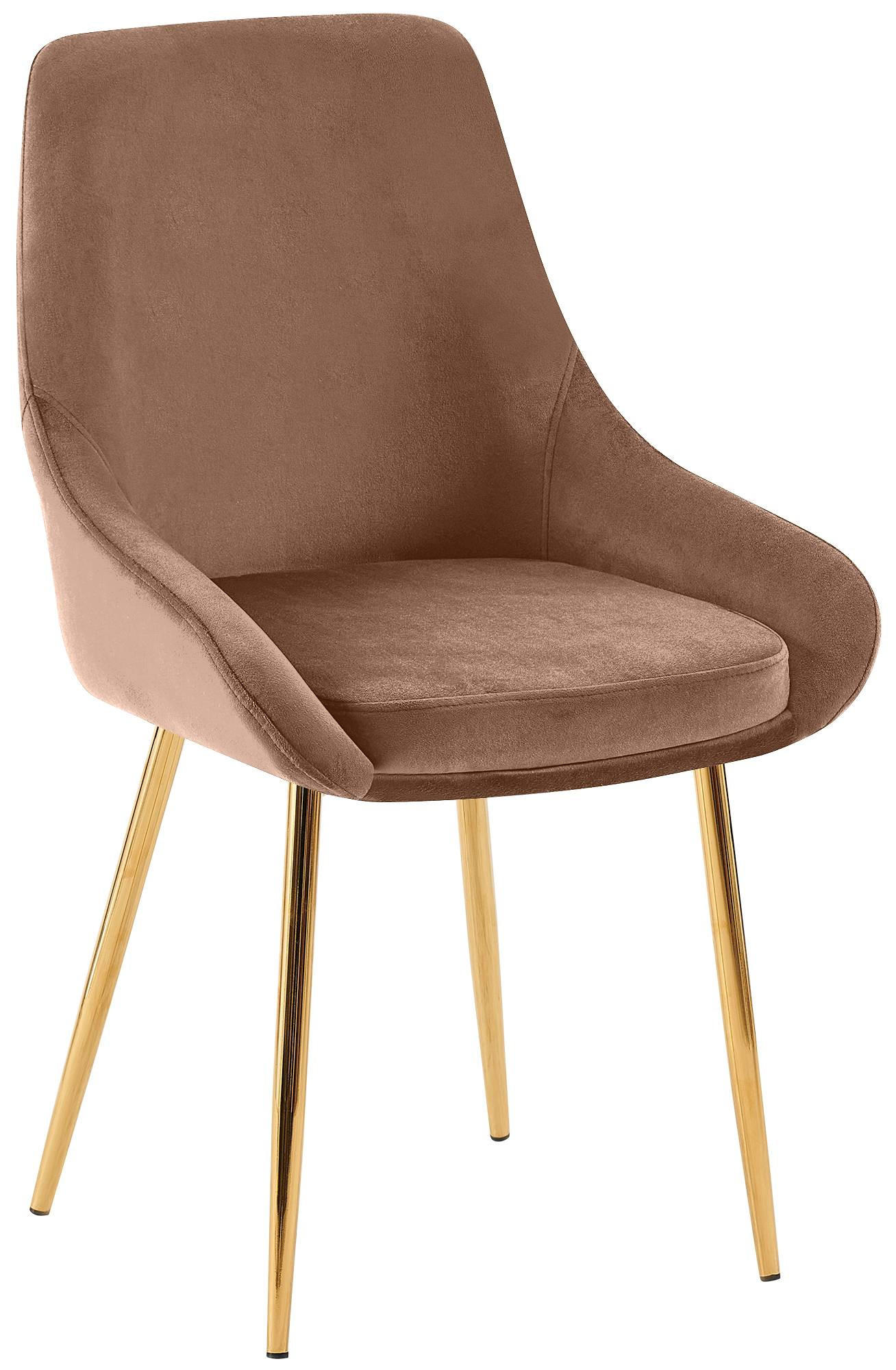 STUHL Samt Braun - Goldfarben/Braun, Textil (50/86/53cm) - CLP