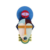 WANDDEKO Geometrische Maske 5.2/36.9 cm - Multicolor, Wellpappe (5.2/36.9/18cm) - KUNSTLOFT