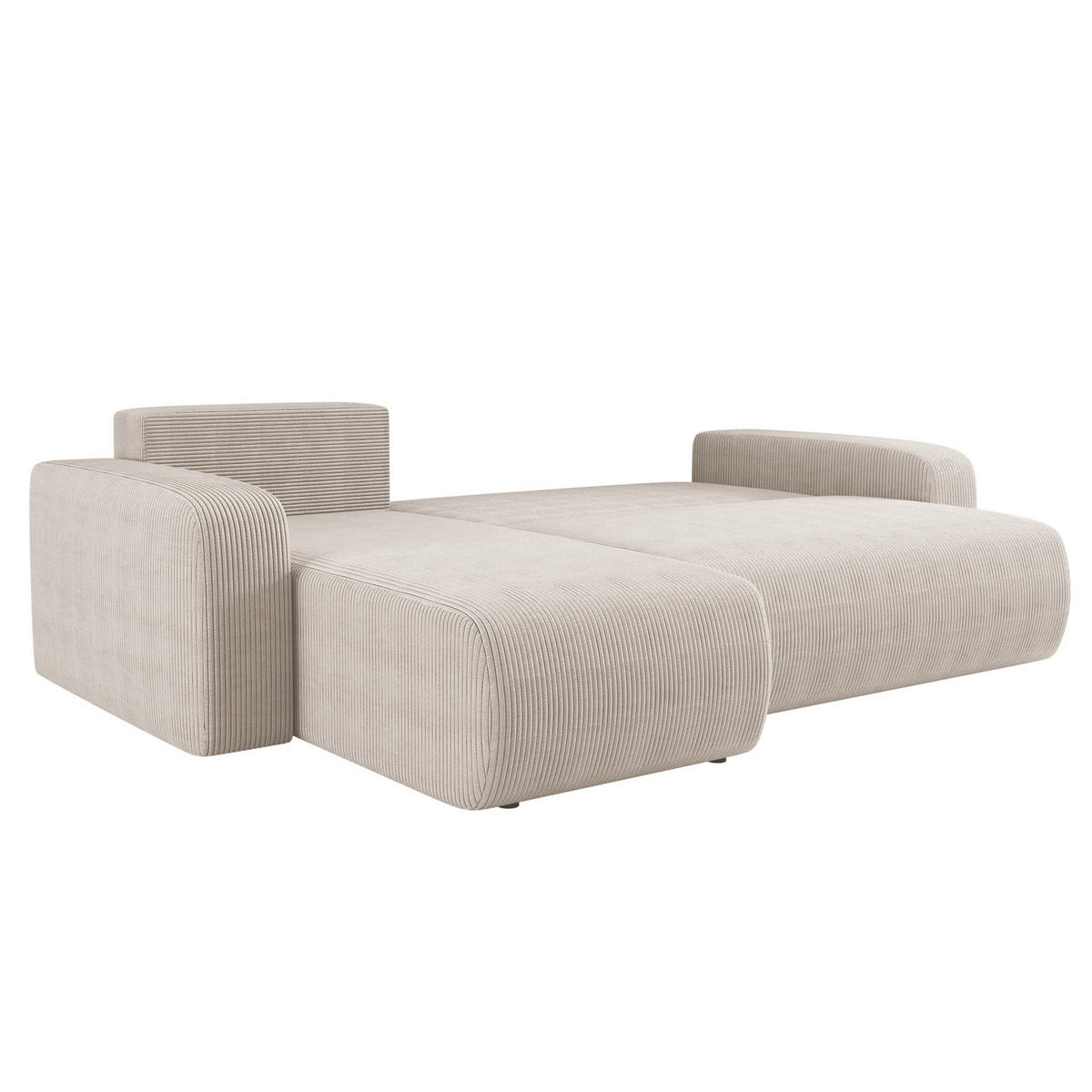 ECKSOFA L-FORM Schlaffunktion Und Bettkasten Eckcouch MILANO L Stoff Dicker Cord Beige Links - Beige, Holz/Textil (142/244cm) - Kaiser Möbel