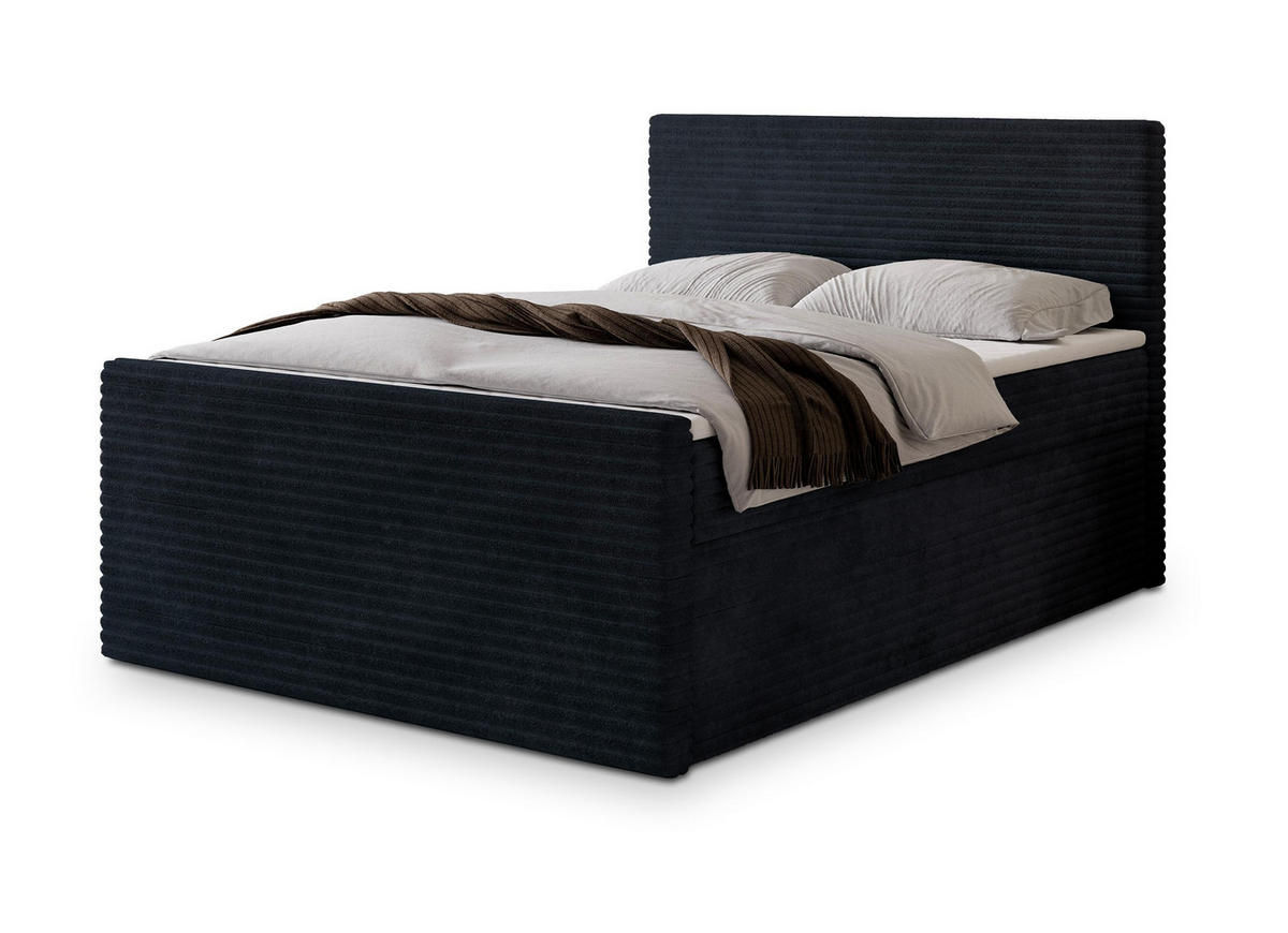 POSTEL BOXSPRING NOLEN 160x200 cm, s matrací a úložným prostorem, černá - černá, kompozitní dřevo/textil (160/200cm) - MASSENO