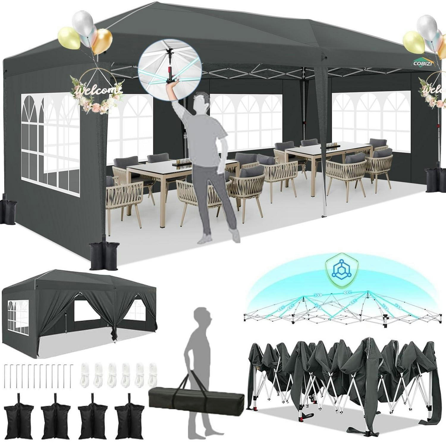 FALTPAVILLON 3x6m Nebliges Grau mit Seitenwänden - Grau, Metall (22/42/118cm)