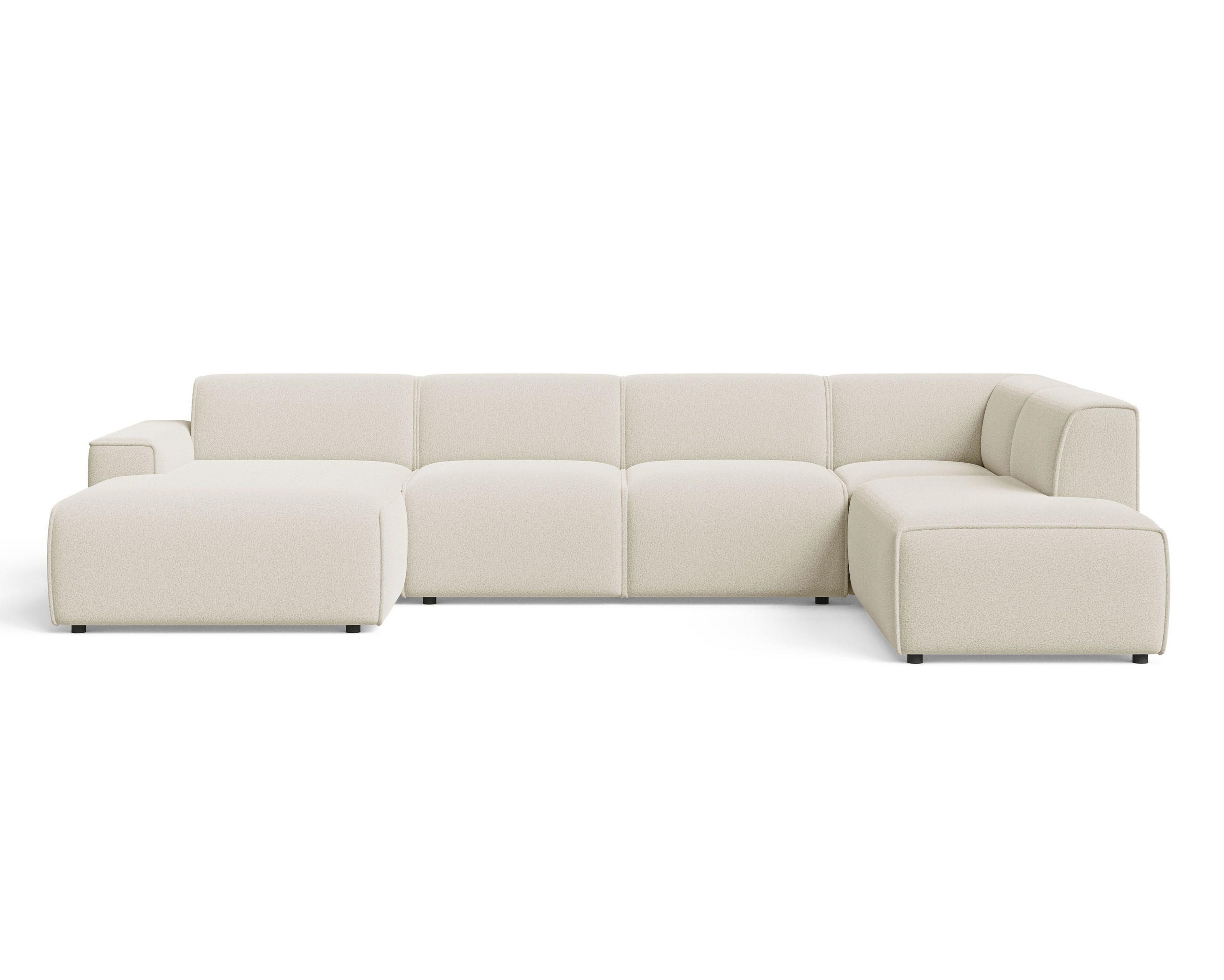 ECKSOFA U Belluno Creme Rechts - Creme/Schwarz, Holz/Kunststoff (220/378cm) - Graingold