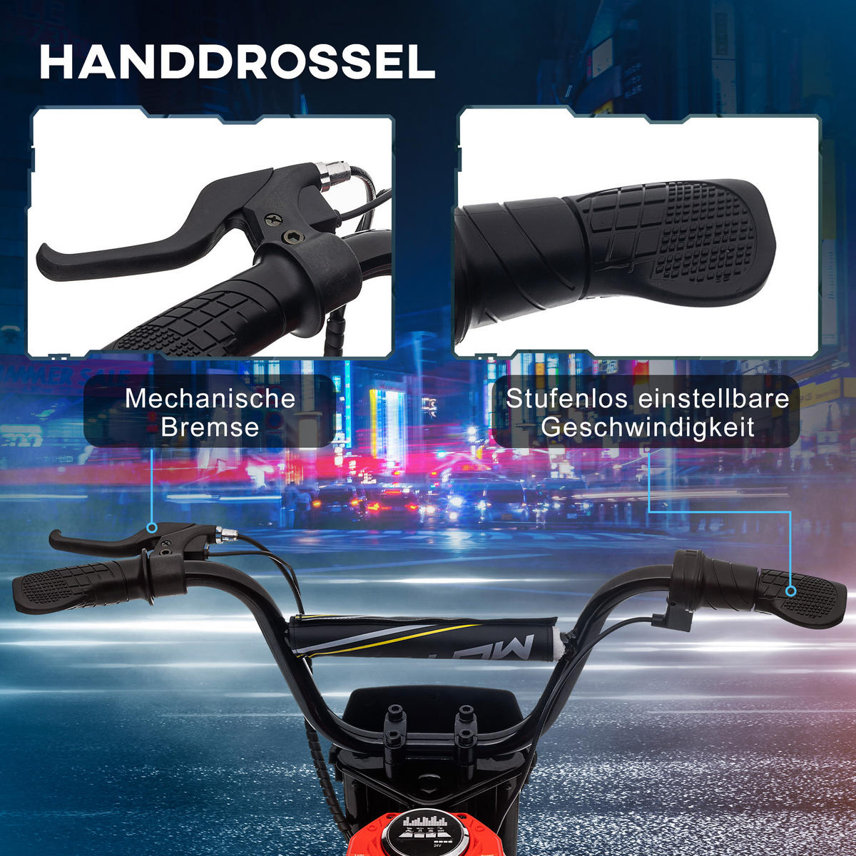 KINDERMOTORRAD, Rot, Kunststoff, Metall - Rot, Kunststoff (119/64/76.5cm) - HOMCOM