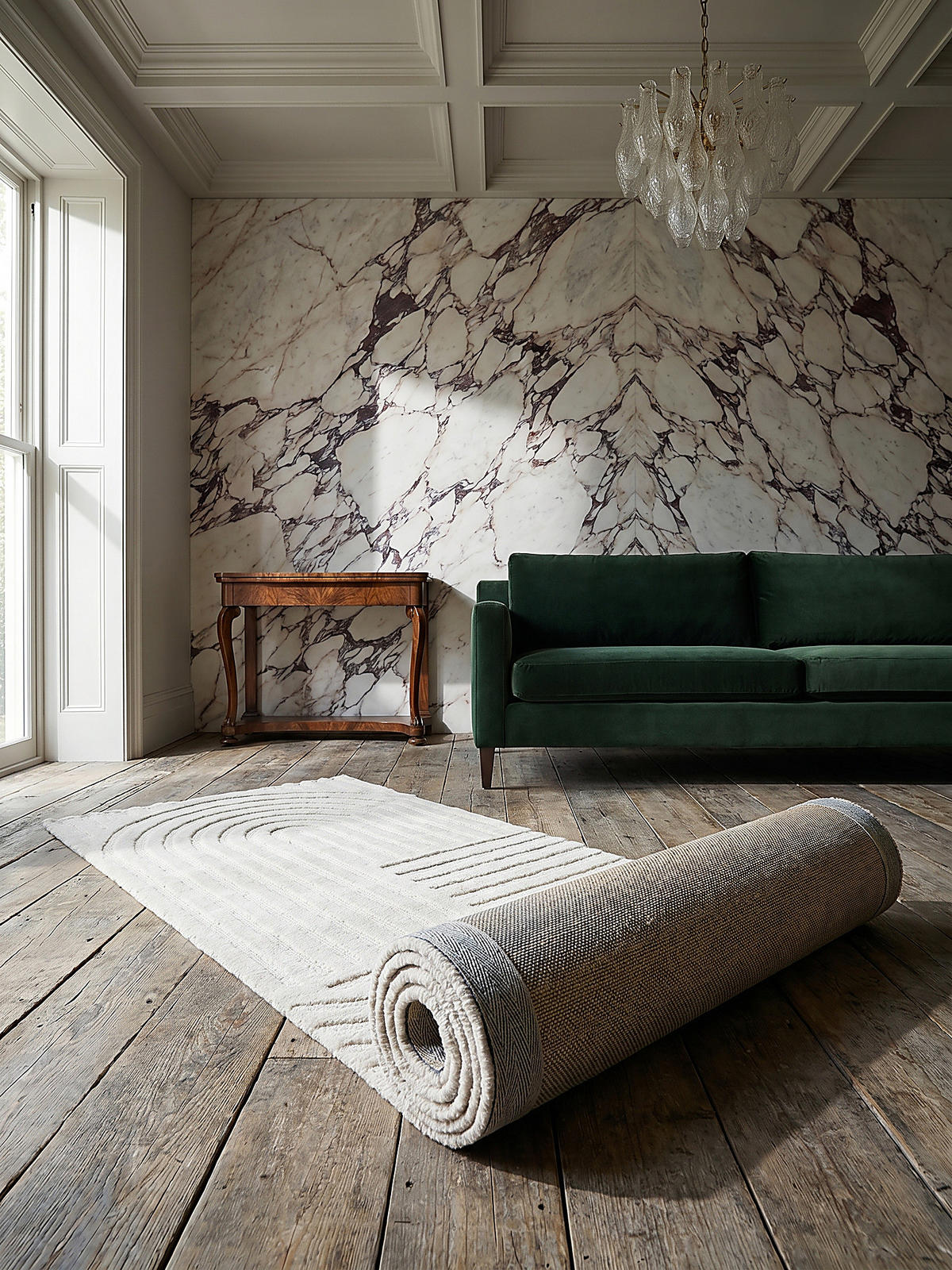 TEPPICH aus Wolle LEVEN in Elfenbein, geometrisch, 60 x 230 cm - Champagner, Textil (60/230cm) - KADIMA DESIGN