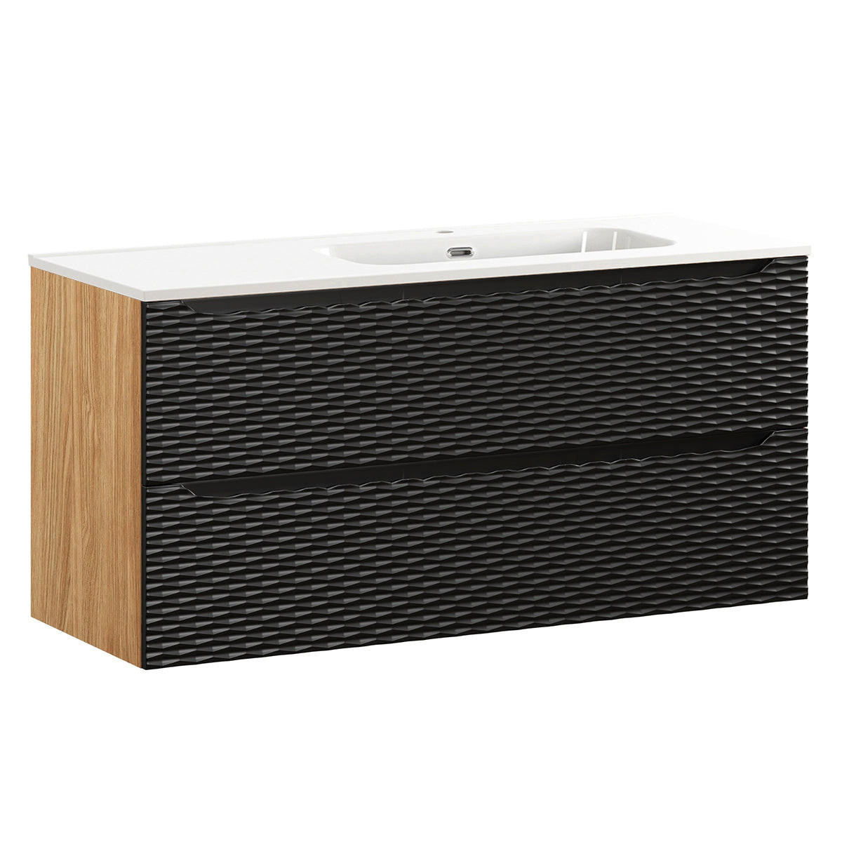 BADMÖBEL 120cm Elora 2er-Set Schwarz und Holz - Schwarz, Holzwerkstoff (120/57/46cm) - Petits-meubles