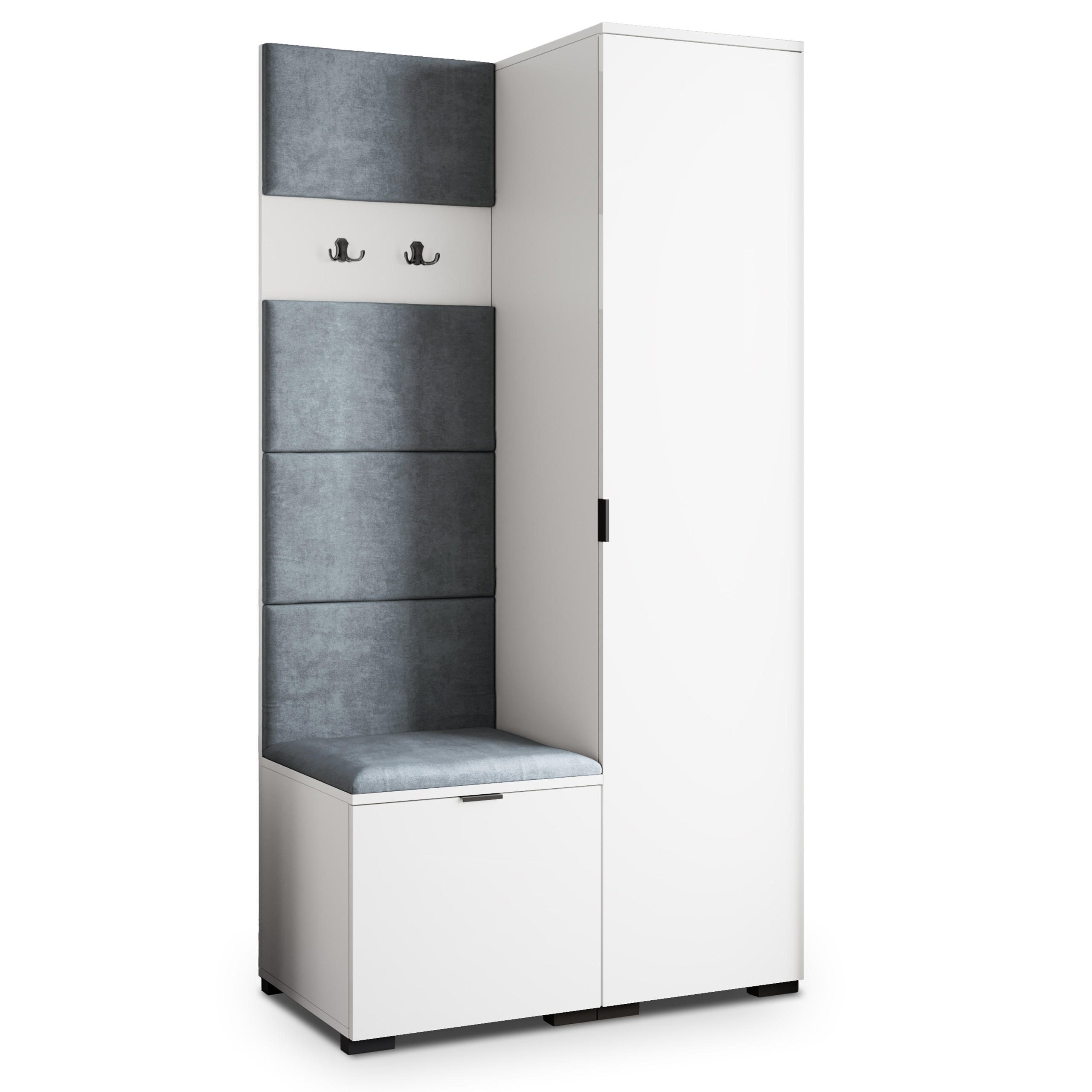 GARDEROBENSCHRANK LORI 95/181/51 cm Modern Garderobe-Set Weiß - Weiß/Grau, Holzwerkstoff (95/181/51cm) - MASSENO