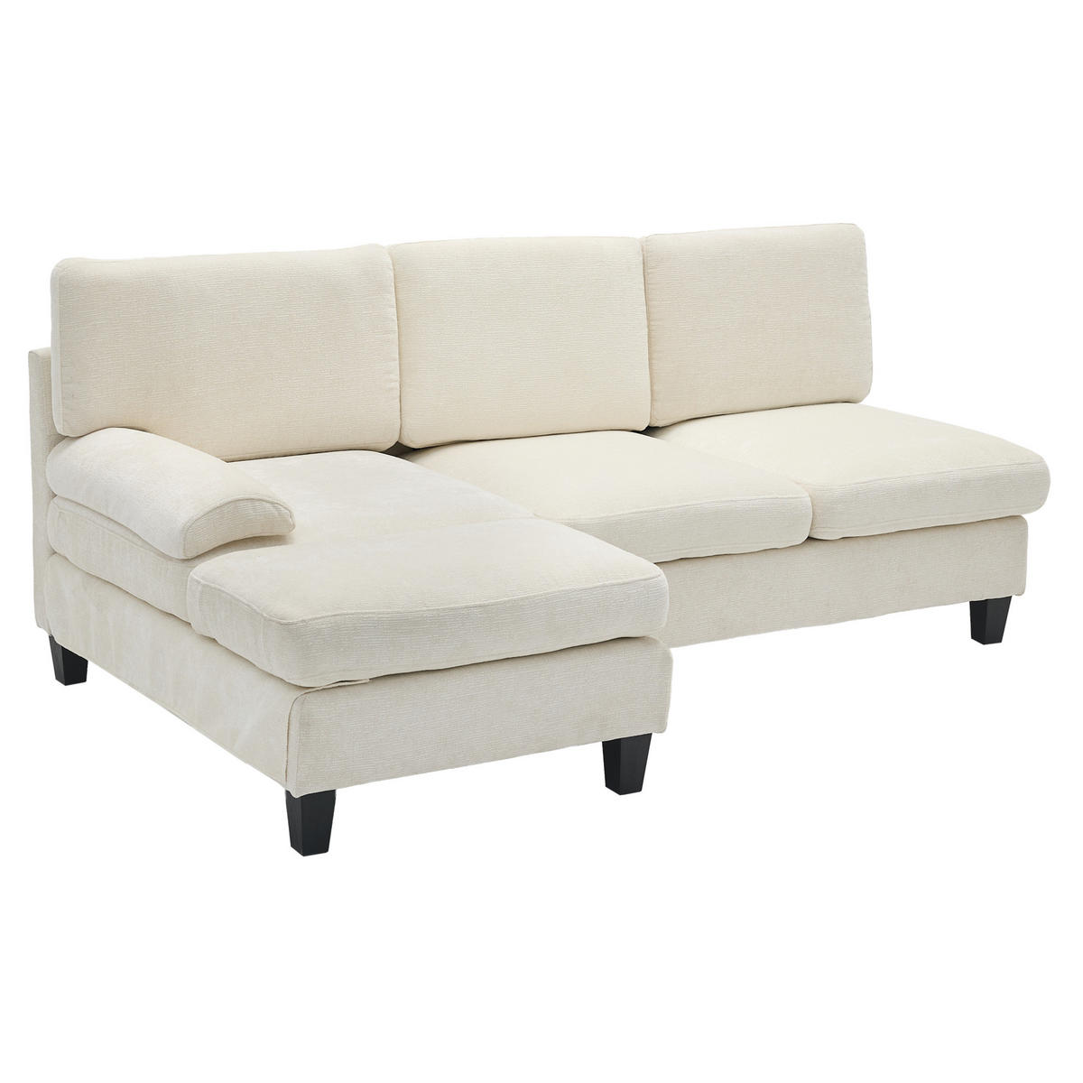 ECKSOFA L-Form, Stoff mit bequemer Polsterung, 194/118/81 cm, Beige - Beige, Textil (118/194cm) - Redom