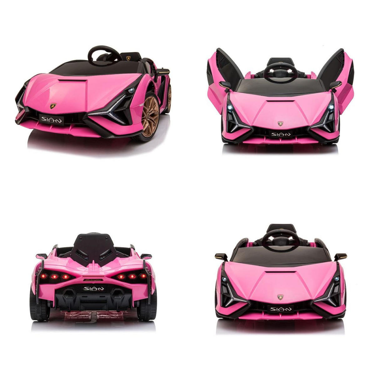 KINDER ELEKTROAUTO Lamborghini Sian pink Flügeltüren, Kunstledersitz, LED-Scheinwerfer, Fernbedienung - Rosa, Kunststoff (108/62/40cm) - Es-Toys