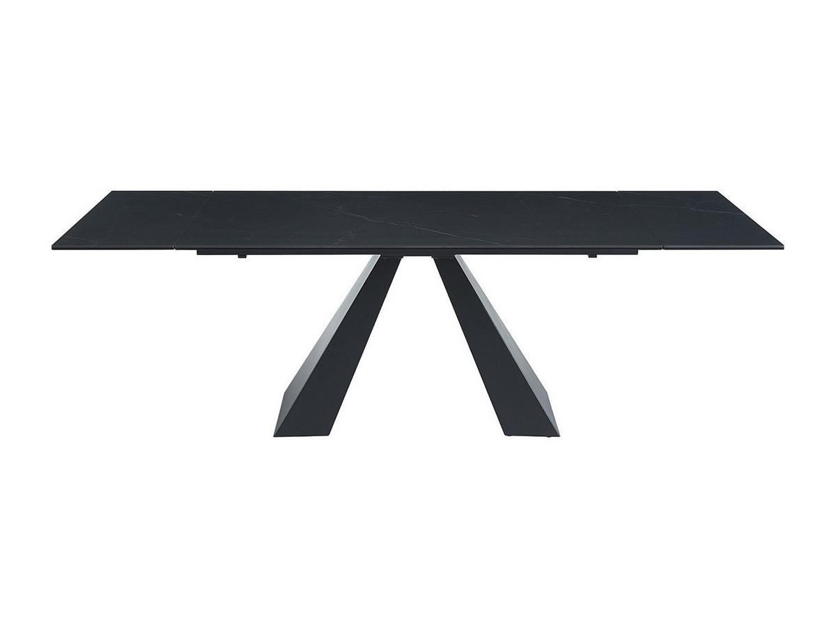 ESSTISCH ausziehbar - 6 bis 10 Personen - Sicherheitsglas, Keramik & Metall - Marmor-Optik Schwarz - LOZIPA - Schwarz, Glas (240/90/76cm) - Vente-Unique