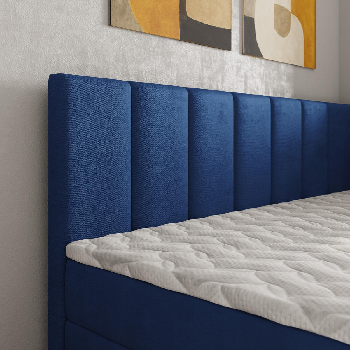 BOXBETT BEVE 80x200 cm mit Matratze und Topper, H2+H3 - Blau - Blau, Holz (80/200cm) - MASSENO