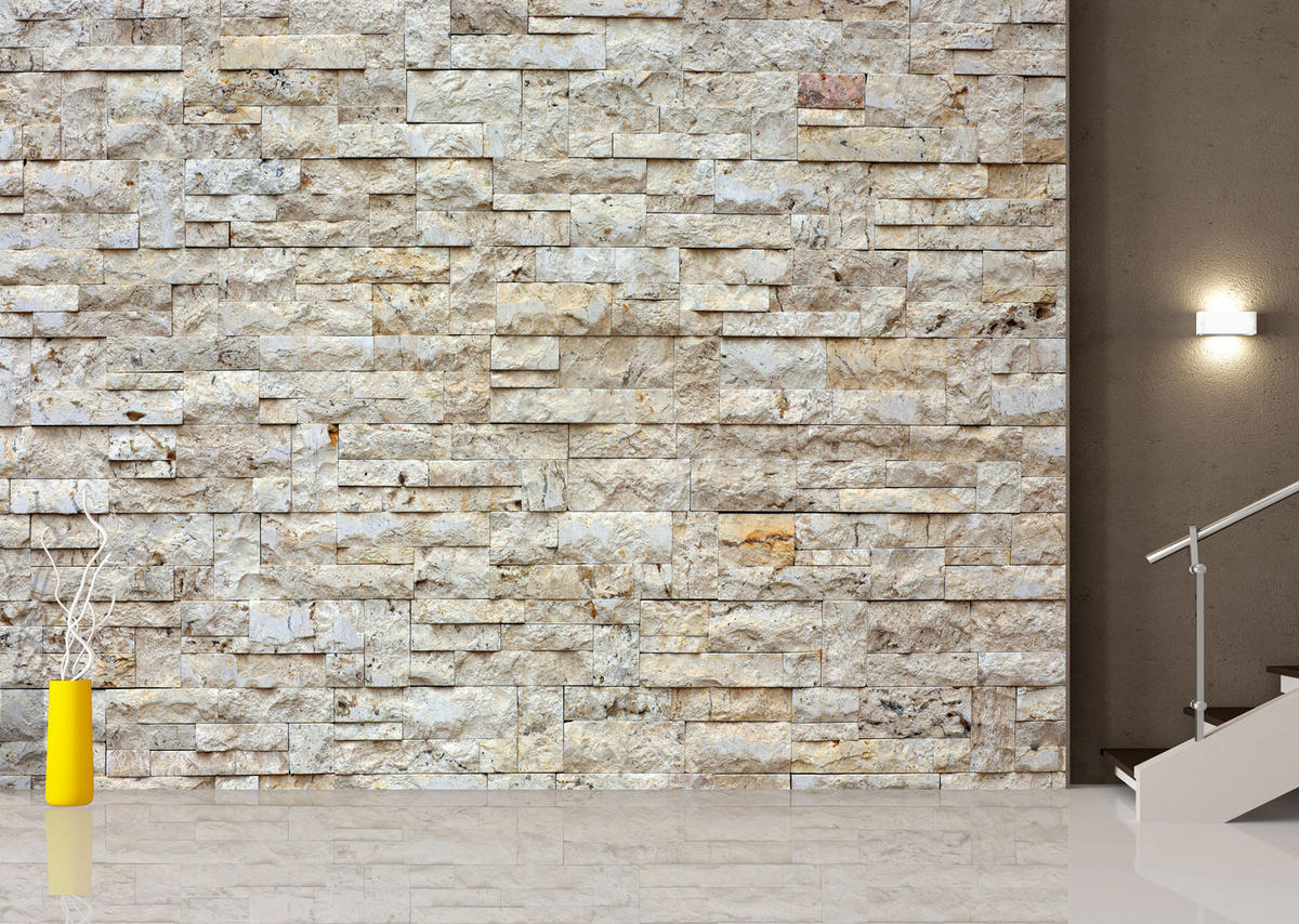 FOTOTAPETE Stein-Optik 375 x 270 cm - Beige, Papier (375/270cm) - Sanders & Sanders