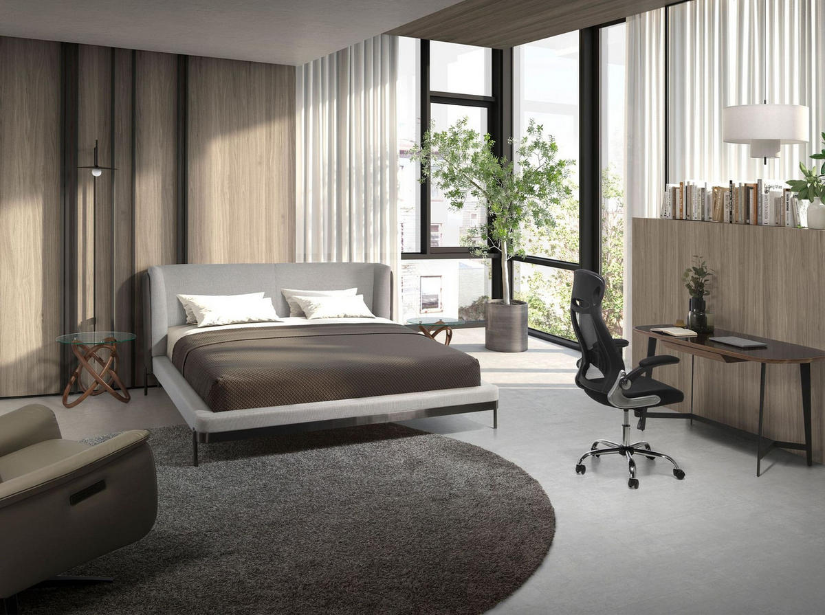 CHEFSESSEL Bürodrehstuhl aus schwarzem Stoff 66/62/117 cm - Edelstahlfarben/Schwarz, Textil (66/117/62cm) - ANGEL CERDA