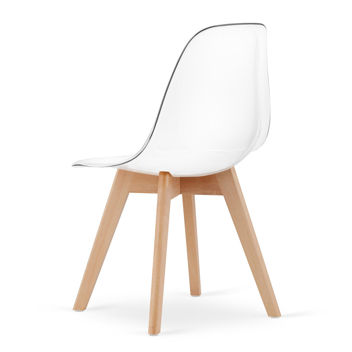 ESSZIMMERSTUHL 2-er Set KITO transparenter Sitz, natürliche Beine - Transparent/Naturfarben, Kunststoff (46/80/54.5cm) - Valora